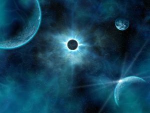 Blue Planets Eclipse in Space