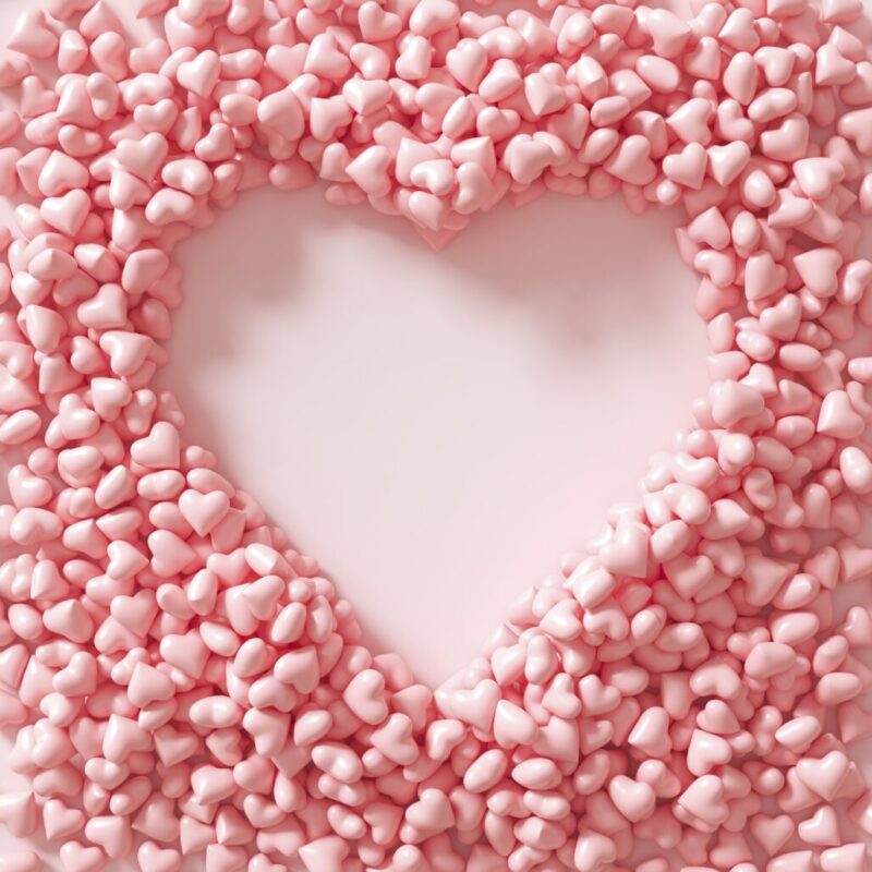 small pink hearts arranged in the shape of a heart